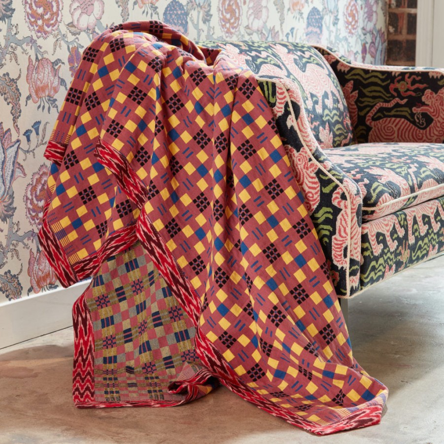 Gregory Parkinson Surround Assamese Cotton Blanket - Radish Rose Zest Hot