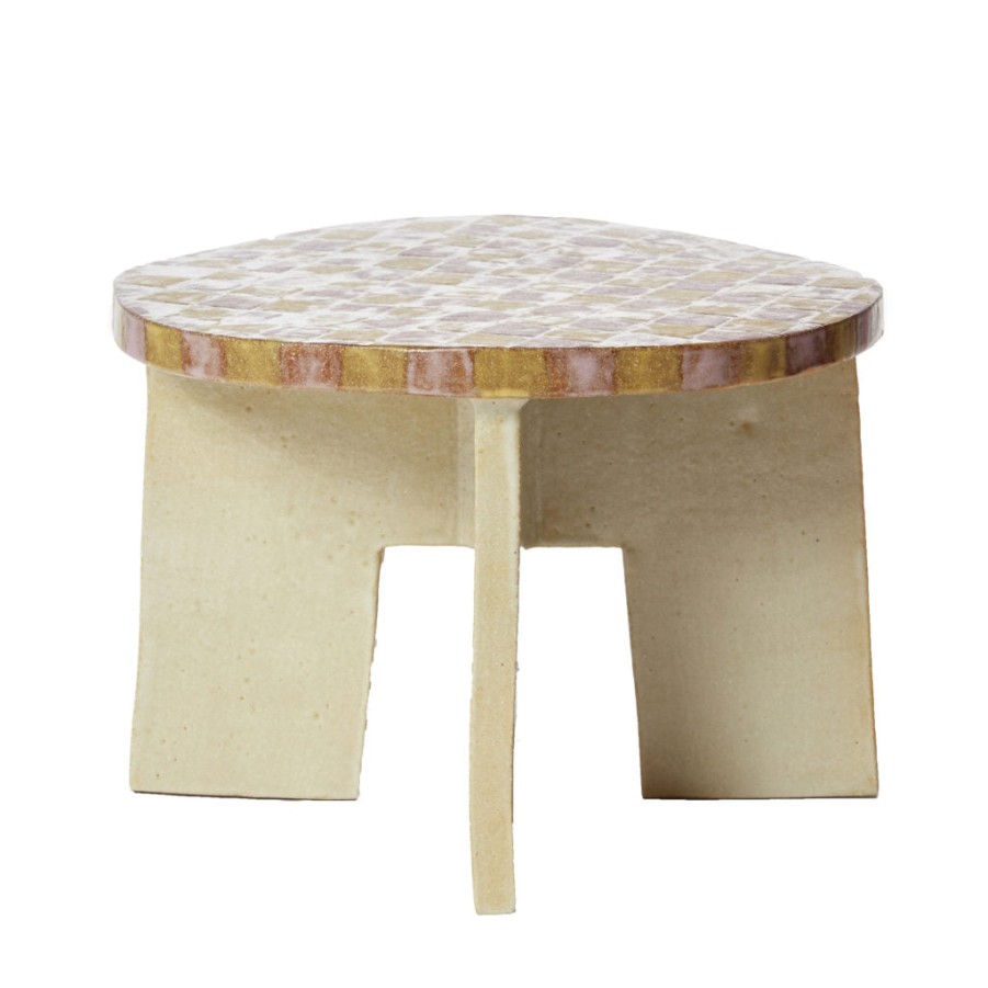 Shane Gabier Checkered Stool - Orchid/Lemon Clearance