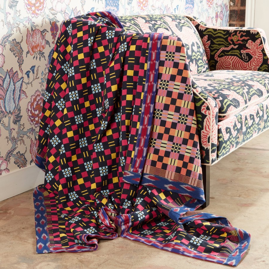 Gregory Parkinson Surround Assamese Cotton Blanket - Cherry Slate Sky Online