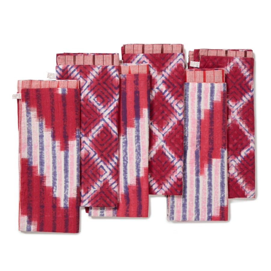 Gregory Parkinson Surround Ikat Napkins - Rose Garden Zig Zag Online