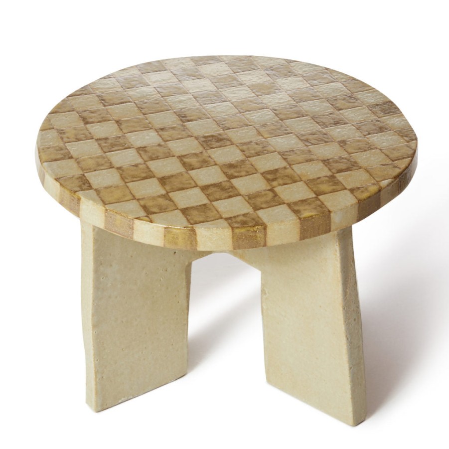 Shane Gabier Checkered Stool - Lemon Online