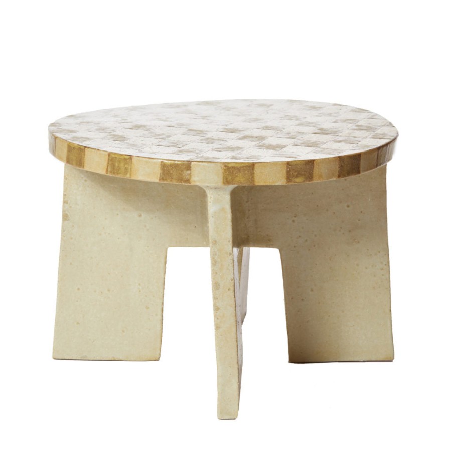 Shane Gabier Checkered Stool - Lemon Online