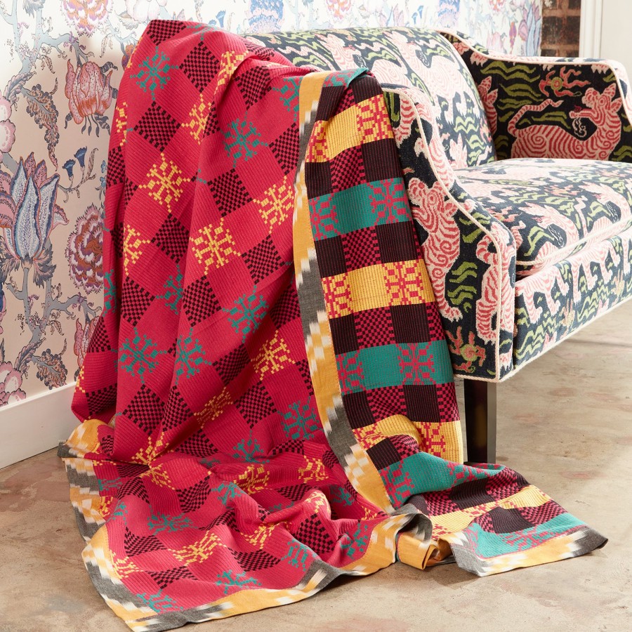 Gregory Parkinson Surround Assamese Cotton Blanket - Watermelon Cherry Hot