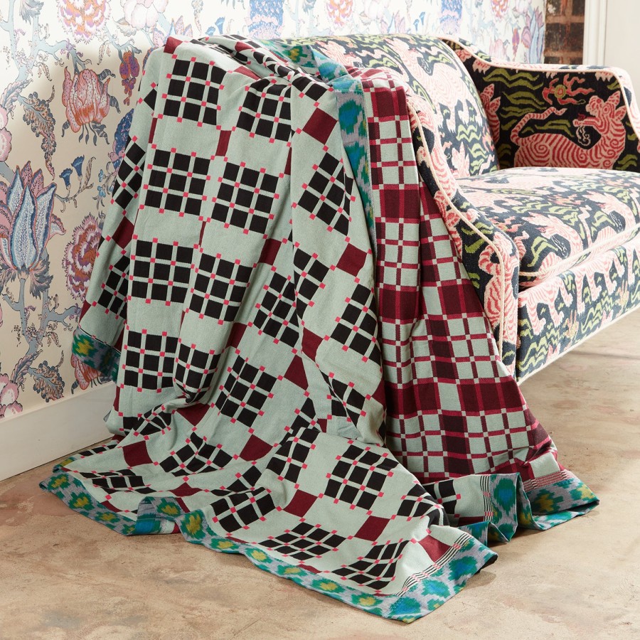 Gregory Parkinson Surround Assamese Cotton Blanket - Mint Blossom Clearance