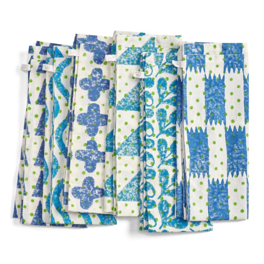 Gregory Parkinson Surround Block-Printed Napkins - Harlequin Azul Wholesale