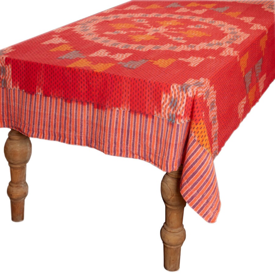 Gregory Parkinson Surround Ikat Tablecloth - Vermillion Wave New