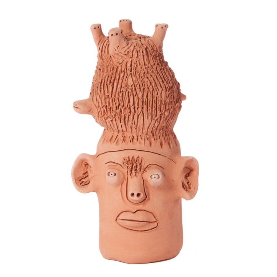 Cara de Planta Terracotta Sculpture - "Cabeza Lenta Escultura" Clearance