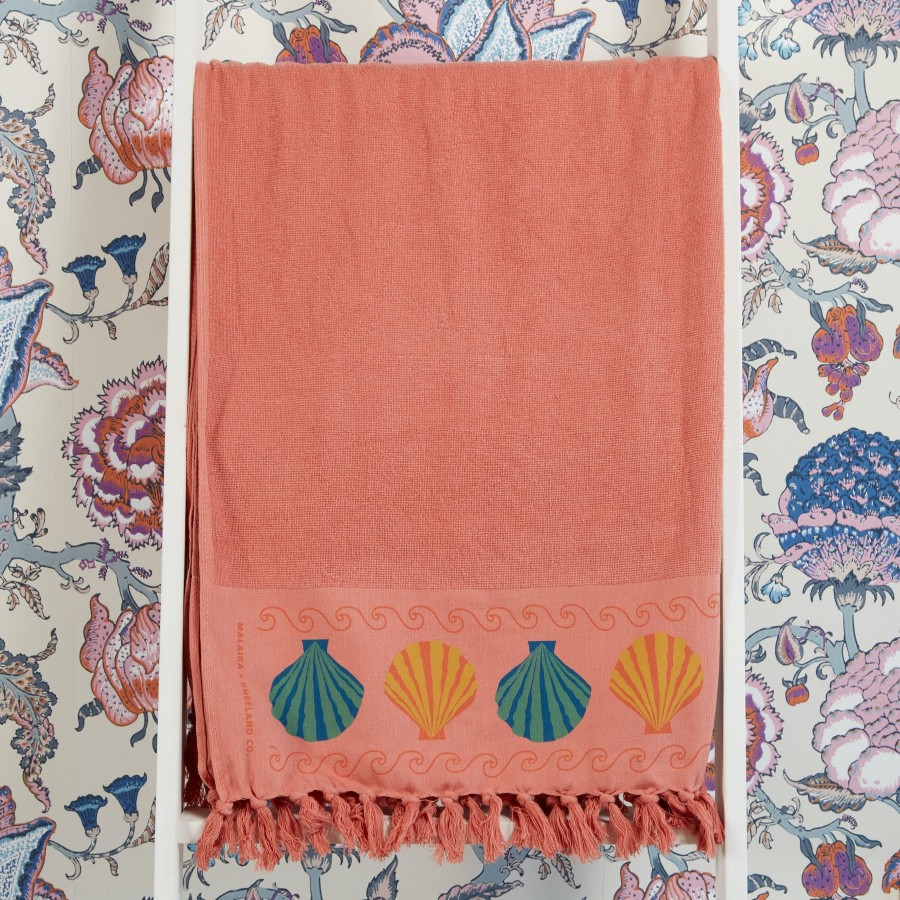 Malaika Seashell Towel - Golden Aqua Terracotta Online