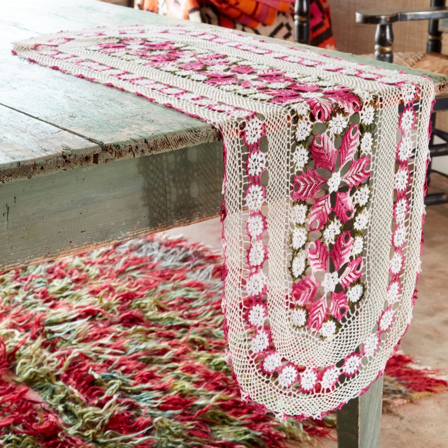 Rarities Crochet Table Cover - Fuchsia Clearance