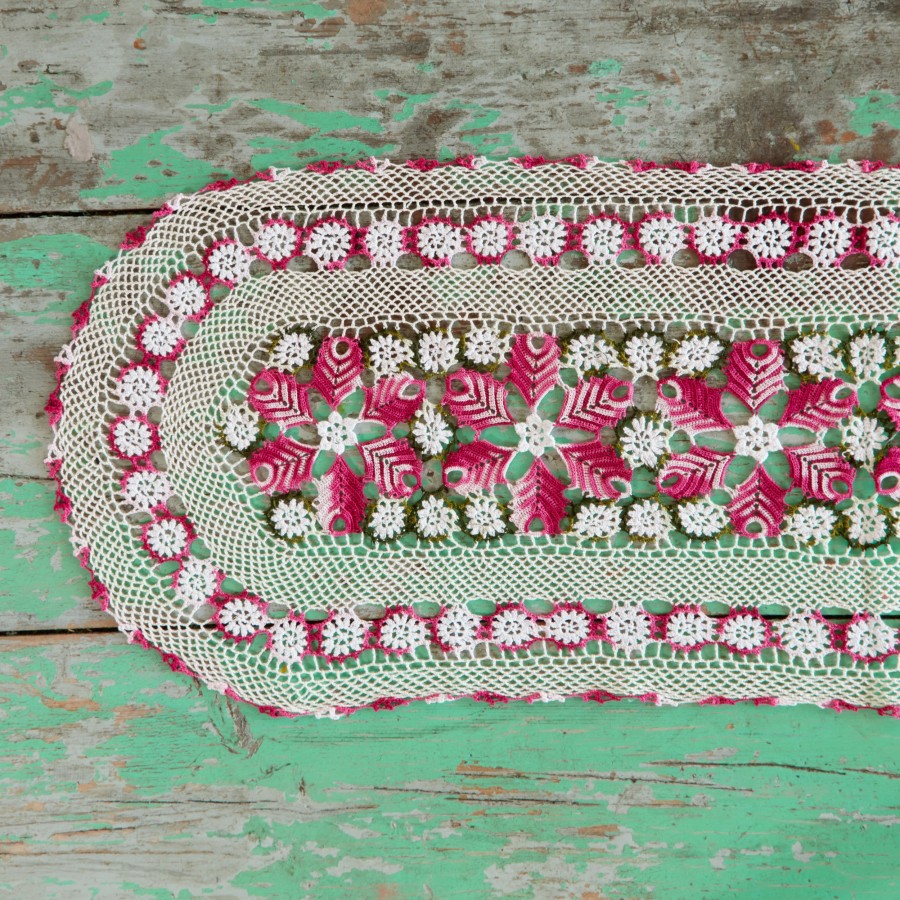 Rarities Crochet Table Cover - Fuchsia Clearance