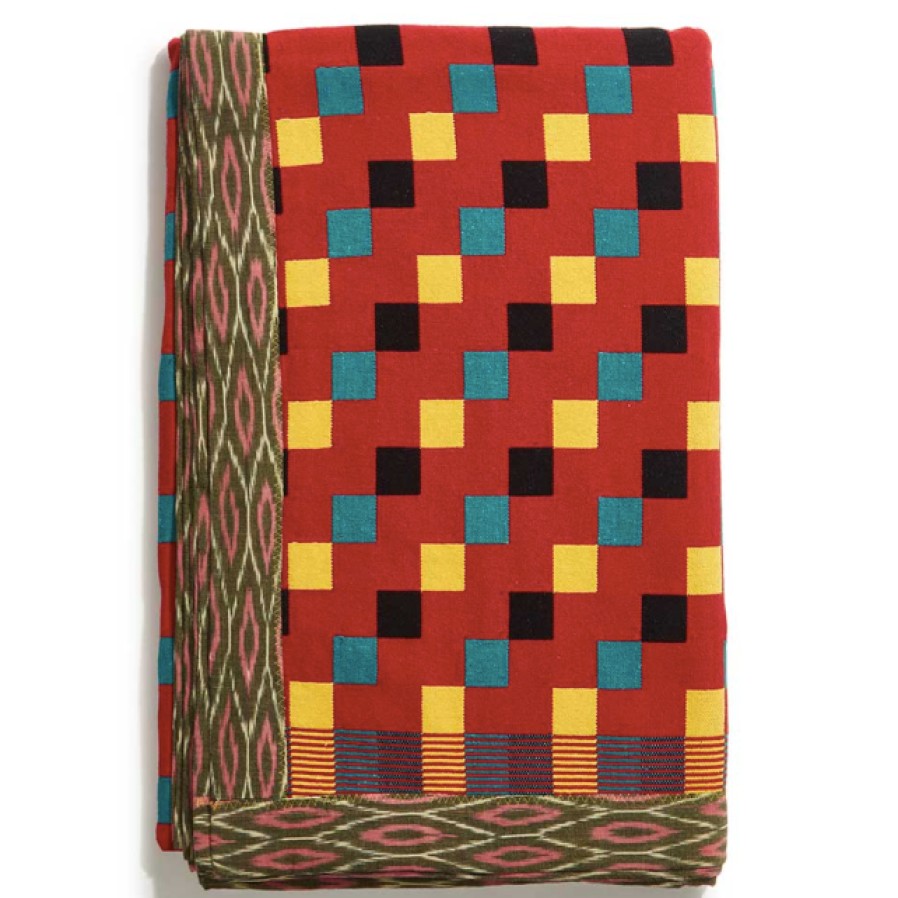 Gregory Parkinson Surround Assamese Cotton Blanket - Checker Berry Maize Clearance