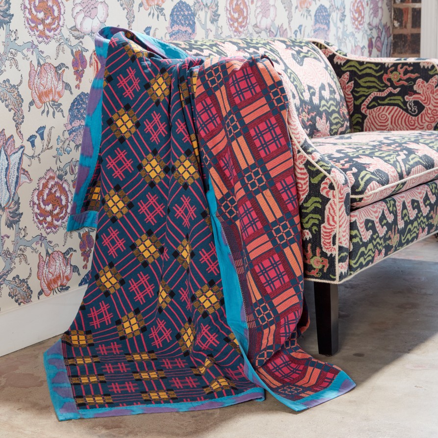 Gregory Parkinson Surround Assamese Cotton Blanket - Marigold Indigo Slate Online