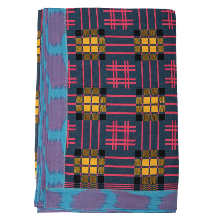 Gregory Parkinson Surround Assamese Cotton Blanket - Marigold Indigo Slate Online