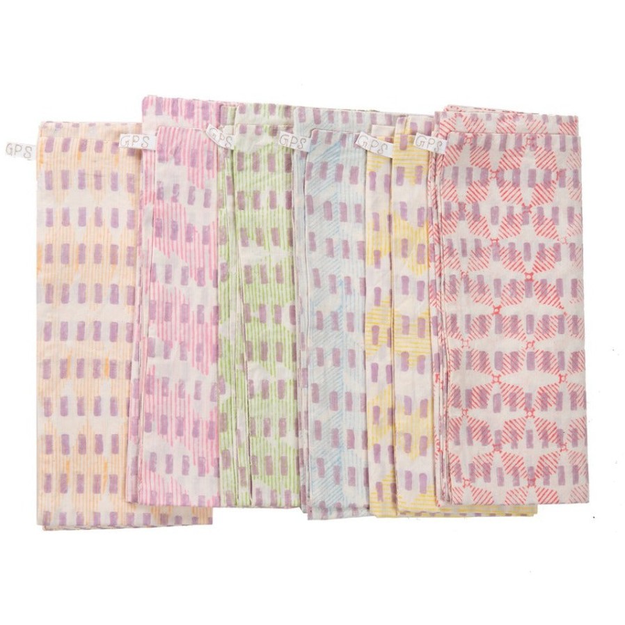 Gregory Parkinson Surround Block-Printed Napkins - Pastel Rain Hot