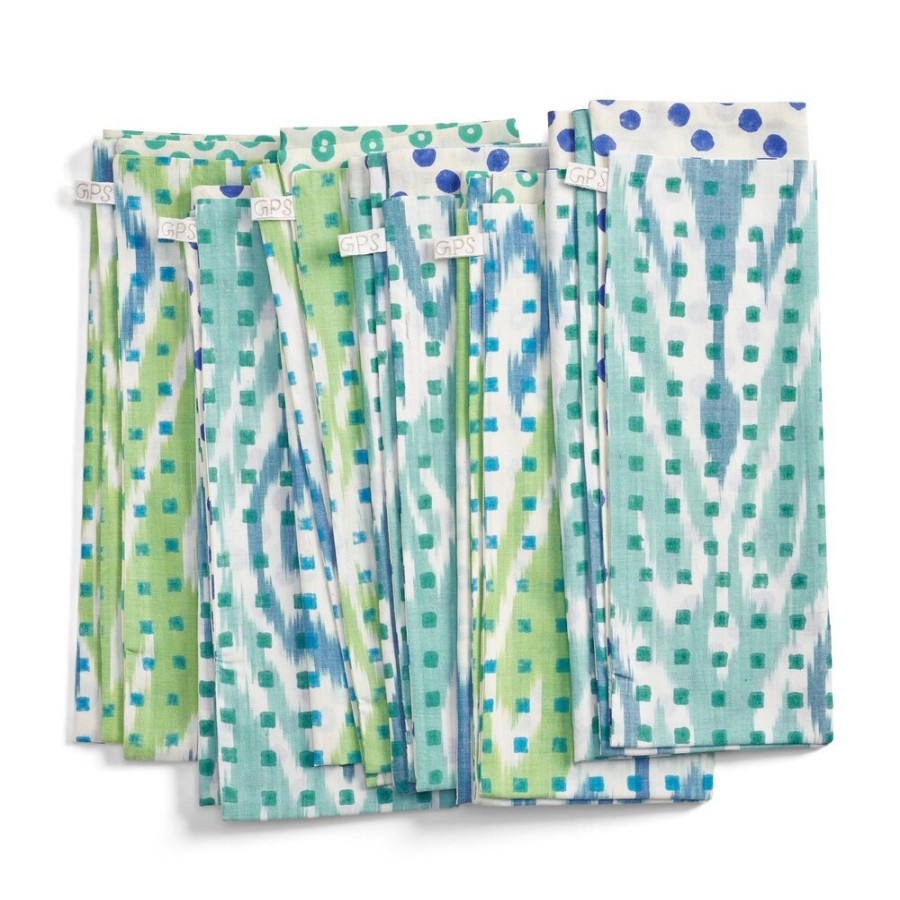 Gregory Parkinson Surround Ikat Napkins - Iced Turquoise Leaf Hot