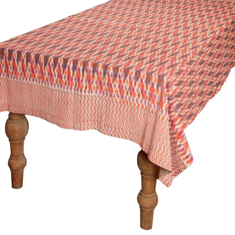 Gregory Parkinson Surround Ikat Tablecloth - Sunset Cyclamen Hot